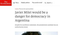 Para The Economist, Javier Milei "sería un peligro para la democracia en la Argentina"